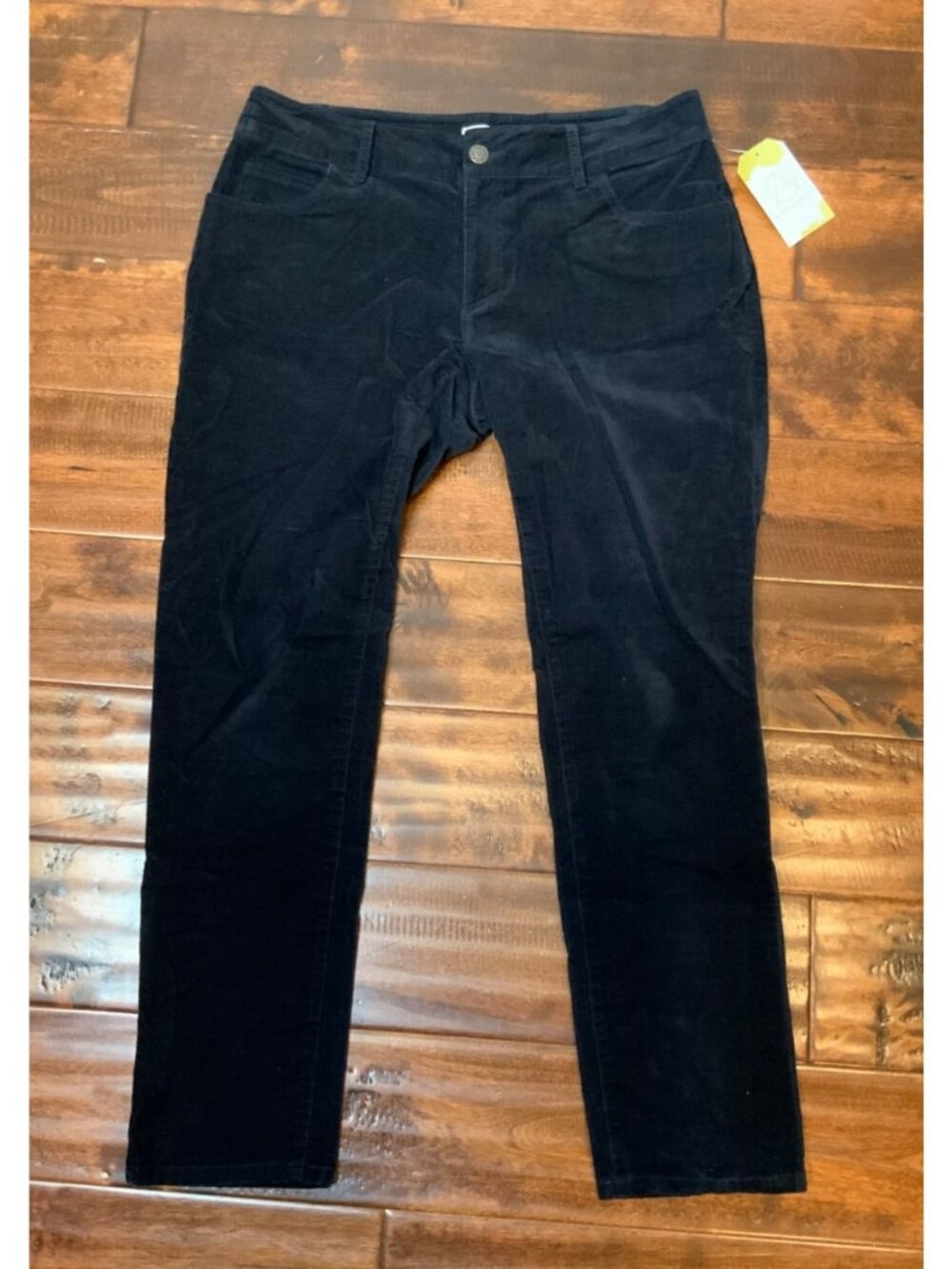 6397 Black Thin Wale Corduroy Straight Leg Pants, Size 27